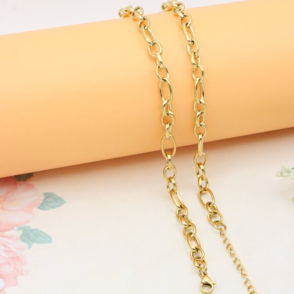 Chunky Gold Link Necklace with Eye Charm – Bold Yellow Jewelry, XPNL0368 - Picture 13 of 13